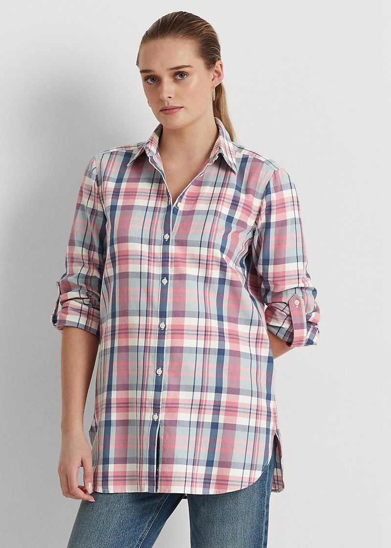 Camisas Lauren Mujer Plaid Cotton Twill Chile Multicolor TOXWV-0694